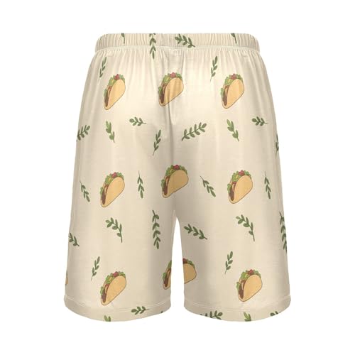 Men's Pajama Shorts Taco Plant Yellow Athletic Pajama Sleep Bottoms with Pockets 23020562