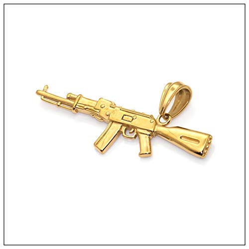 Hip Hop Stainless Steel AK-47 Gun Pendant Necklace,22inches Link Chain2