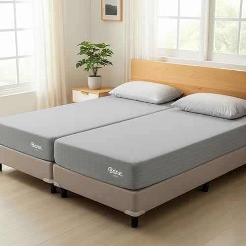 Bare Home Split King Mattress - Medium Firm - Extra Thick Visco Elastic Memory Foam - CertiPUR-US...