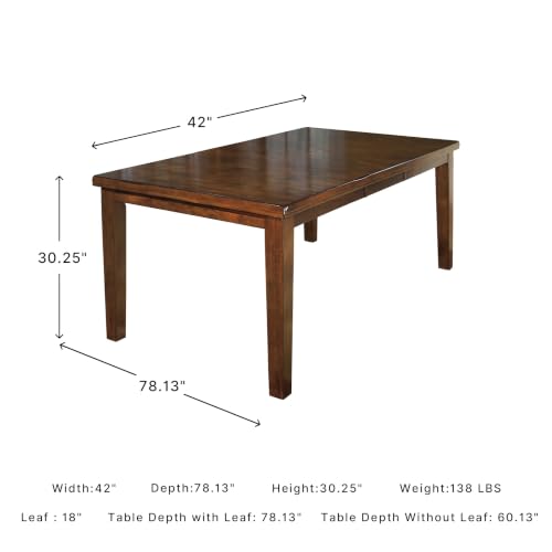 Image of Signature Design by Ashley Ralene Extendable Dining Table, With Butterfly Leaf Seats 6-8, Wood Dining Room Table for Family Meals, Burnished Brown 42 x 60-78 Inch