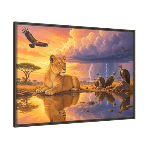 Impression Lionne africaine 120x80 habiller le dessus de canapé beige