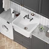 LUCKWIND Wall-Mounted Farmhouse Sink for Laundry, 24'', White-1