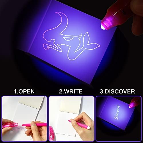 Lubibi Invisible Ink Spy Pen and Notebook,UV Light Invisible Ink, Magic Marker Pack of 16 Mermaid Stocking Fillers, Kids Party Favours,School Prizes Birthday Christmas Gift for Kids Age 6 7 8 9 10