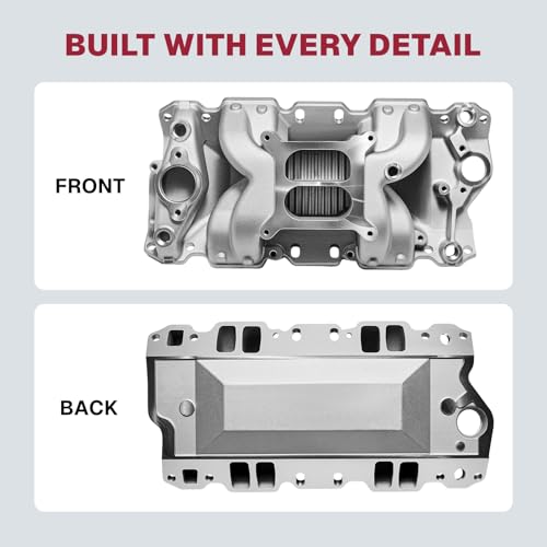 Image of 2026 7501 Intake Manifold Aluminum Performance Dual Plane Air-Gap Compatible with Chevy Small Block SBC 1955-86 262 265 267 283 302 305 307 327 350 400 V8 Engine, Silver