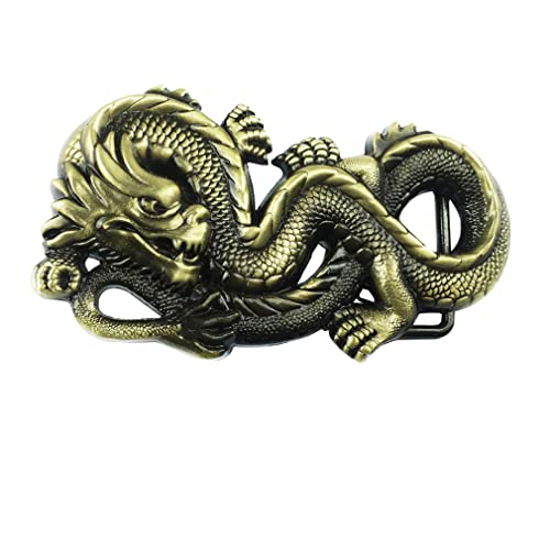 DTSMEOIC DT Unisex 3D Chinese Dragon Head Belt Buckle,Mythical Themed