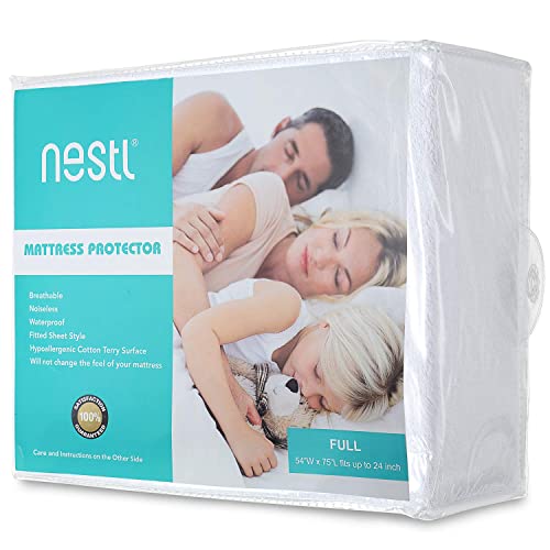 Nestl Premium Cotton Terry Mattress Protector – Soft And Waterproof Twin 14 Inch Deep Pocket Mattress Protector – Breathable & Noiseless Cover #TOP6