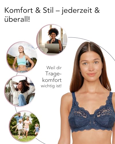 Susa BH Damen ohne Bügel Latina, Damen-BHS mit genähten Cups & längenverstellbarem Träger, Idealer Halt,Häkchenverschluss – Ansicht 5
