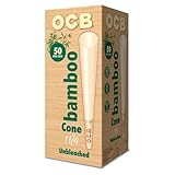 OCB Bamboo Unbleached Pre-Rolled Rolling Paper Cones 1-1/4 (84mm) Size - 50 Cones