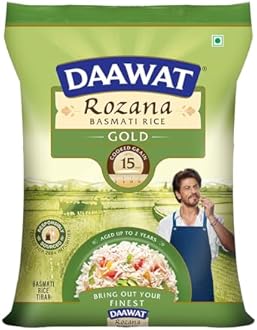 Daawat Rozana Gold Basmati Rice 1Kg| For Everyday Consumption| Cooked Grain Upto 15mm*| Naturally Aged