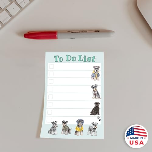 Image of DAILY RITMO Schnauzer Sticky to-Do List Notepad | Dog Mom Gifts for Women | Cute Miniature Schnauzer Stationery Pad 4x6 inch 50 Pages Made in USA | Christmas, Birthday Gift