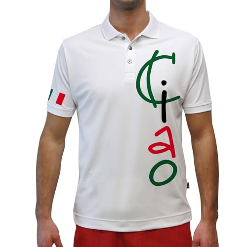 Dry Fit Short Sleeve Graphic Golf Polo Shirt for Men, Great for Sports and All Outdoor Activities - Italy - Ciao