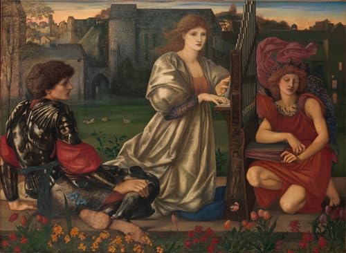 Cuadro para salón de 60x90cm, lámina estilo pintura al óleo La canción de amor de Burne Jones