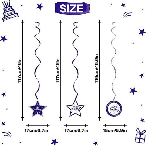 Nelbiirth Feliz aniversário de 15 anos roxo e prata glitter redemoinhos streamers decorações de fest