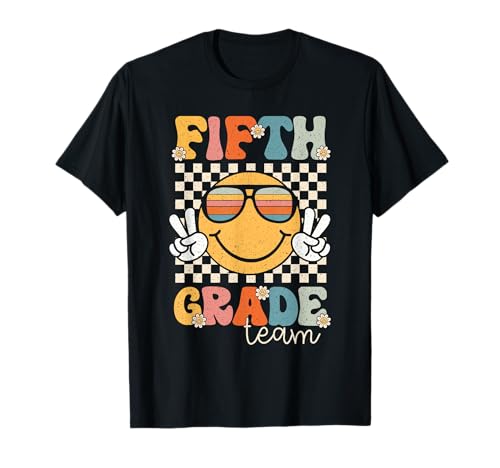 Fifth Grade Team Smile Retro 1st Day of School 5th Grade T-Shirt