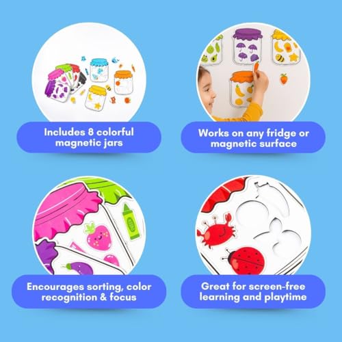 Image of Cots and Cuddles Magnetic Colour Sorting for Kids | 8Pc Montessori Fine Motor Skill Activity Set | Magnetic Wand Learning Toy for Toddlers | Educational Color Matching Toy for Boys & Girls Age 2+