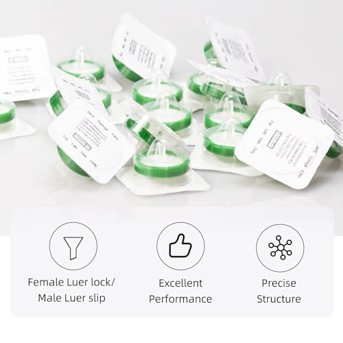Image of Sterile Syringe Filter PES Hydrophilic Filtration 0.45 um Pore Size, 33 mm Membrane Diameter, 20 Pack, Sterile Packed Individually for HPLC Sample Preparation