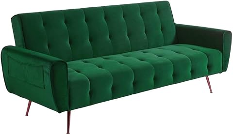 Vente-unique - Sofá Cama 3 plazas Polani - poliéster - Verde Pino