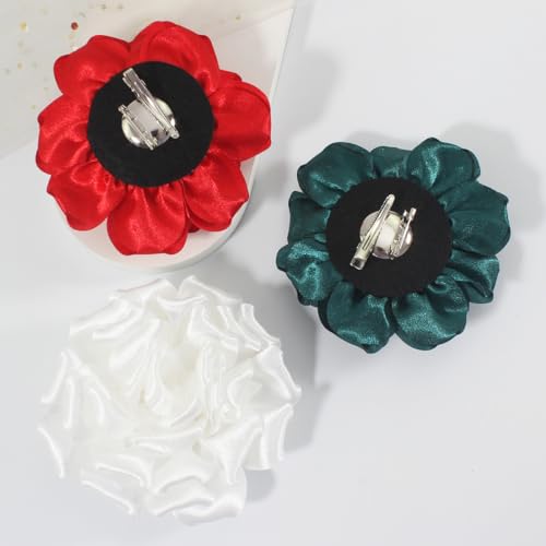 Image of 4.3 inch Red Rose Hair Clip Large Flower Brooches for Women | Charming Flowers Pins for Clothes | Turn Heads with Stylish Rose Hair Clip Flower Brooch Pin for Clothes & Clips for Woman