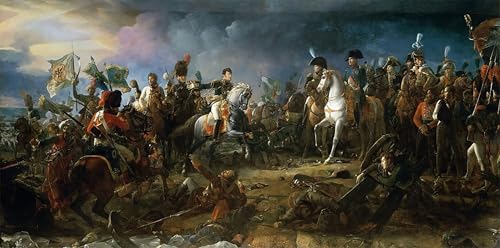 Cuadro decorativo para oficina con la batalla de Austerlitz en lienzo, 60x90cm