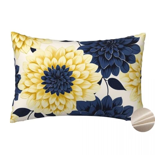 Kissenbezug 70x90cm 2 Stück Leinen Kissenbezüge Gelb Dekokissen Sofakissen Chrysantheme Zierkissenbezüge, Outdoor Kissenhülle mit Verstecktem Reißverschluss für Schlafzimmer, Sofa, Stuhl, Bett -YM232