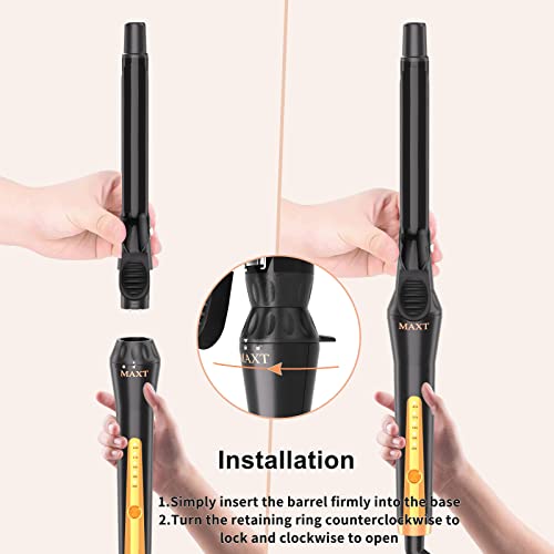 Maxt Curling Irons Waver Curling Wand Ceramic Tourmaline Hair Curler Dual Voltage Curlers Long Lasting Curls & Waves Hair Wand With 5 Heat Settings Glove Clips Include (3/4 Inch) #TOP4