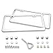 Ohuhu License Plate Frame, 2 Pcs Stainless Steel Polish Mirror License Plate Frames with Chrome Screw Caps - 2 Holes Car License Plate Covers For US Vehicles