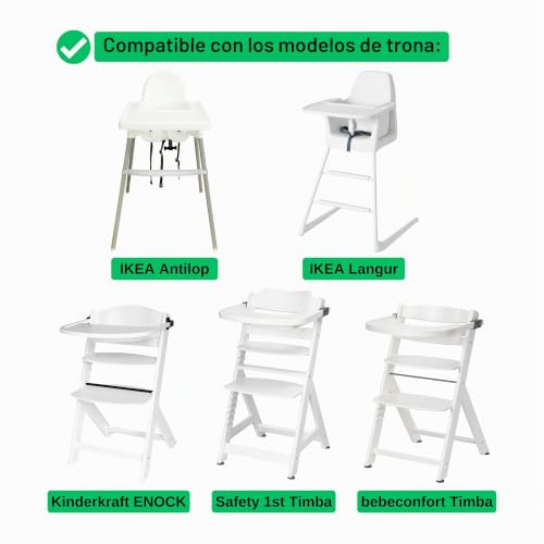 Miniatura 4 de Sistema De Arnés De 3 Puntos Para Trona, 1 Juego, Compatible Con Bebeconfort, Ikea, Kinderkraft, Safety 1st, Y Muchos Más, En Negro, Con Correa De Entrepierna, Arnés De Seguridad Ajustable Para Trona