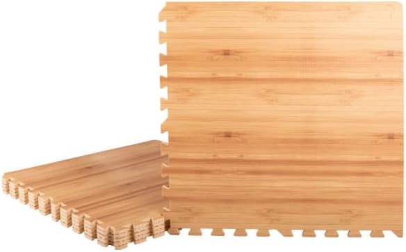 EVA Foam Floor Tiles 6-Pack - 24 SQFT Puzzle Mats for Floor - Interlocking Foam Tiles for Family Room or Gym Flooring by Stalwart (Light Woodgrain)