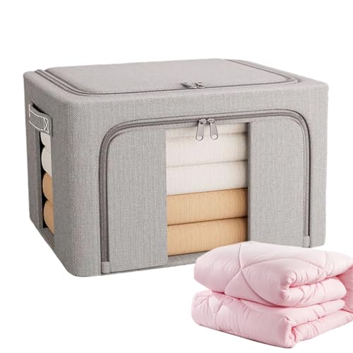Cajas De Almacenamiento Para Ropa | Cajas Organizadoras De Armario 24 Litros,Cesta Con Cremallera Apilable Para Organización De Armario, Mudanza, Debajo De La Cama, Dormitorio, Lavandería, Garaje Y Ca