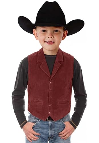 Retro Boys Suede Leather Sleeveless Suit Vest Western Vintage Cowboy Waistcoat3