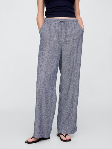 Image of Gap Womens Wide Leg Linen Pull on Pant