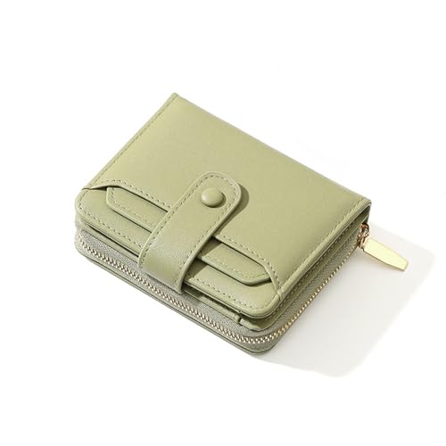 Women's Small Wallet ，RFID Blocking Soft Leather Bifold Compact Card Holder Wallet，Ladies Wallet with Card holder id window Coin Purse (Light Green)