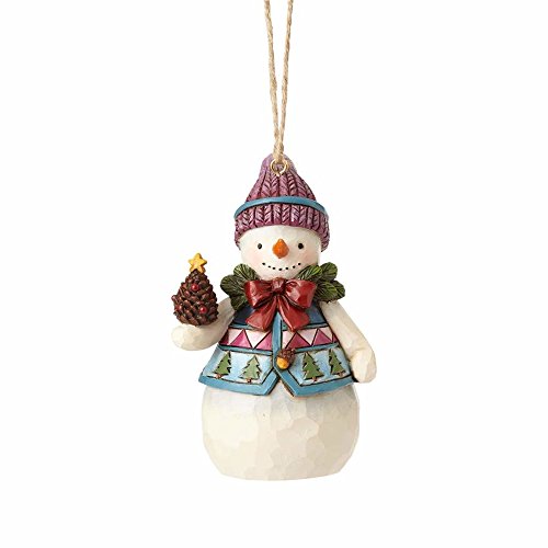 Enesco 4058831 Mini Snowman with Pinecone Ornament, Multicolor
