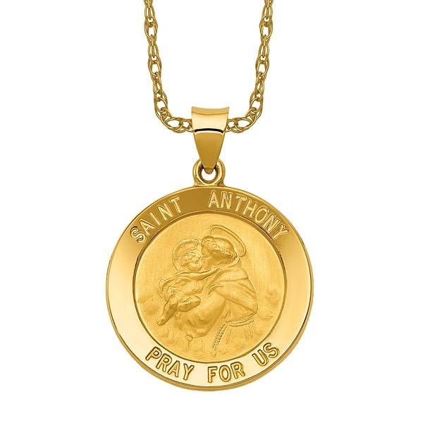 IceCarats 14K Solid Yellow Gold Saint Anthony Medal Necklace Chain Pendant Charm2