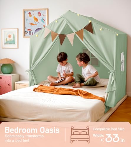 Kids Tent, Play Tent with Star Lights, Large Play Tents with 2 Windows, Kids Playhouse Indoor & Outdoor, Reading Nook, C - Additional View