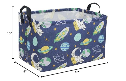 Image of Sanjiaofeng Rectangular Kids Basket Space Storage Bins,Boys Basket Organizer.Waterproof PE Coating Storage with Handles.Clothers,Toys,Books,Kid's Gifts Storage. (Astronaut) 