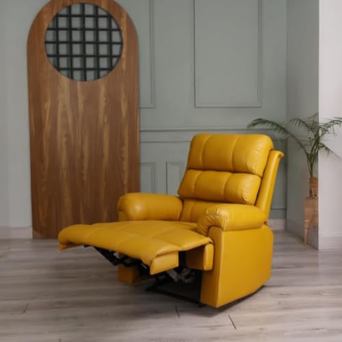 Image of Solis Royale 1 Seater Recliner Sofa Chair | Amnet Motorized Rocking & Revolving Leatherette Fabric Recliner Lounge for Relaxing | Comfortable Cushioned | Living Room, Bedroom, Home, Office