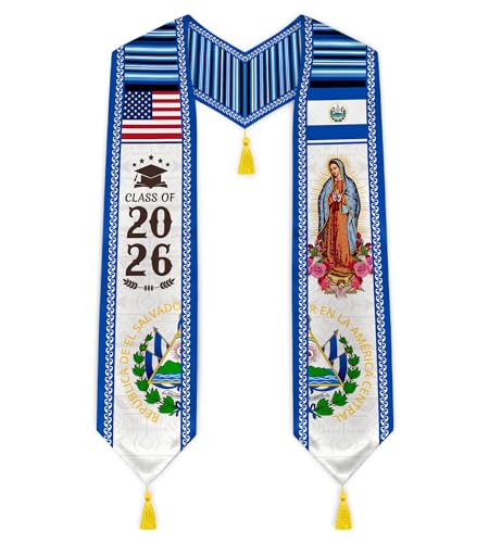 Labfen El Salvador Graduation Stole Class of 2026 El Salvador Graduation Sash with Gift Box for High School & University