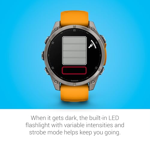 Image of Garmin Fenix 8, 47mm, AMOLED, Sapphire, Smartwatch, Titanium with Spark Orange /Graphite Silicone Band