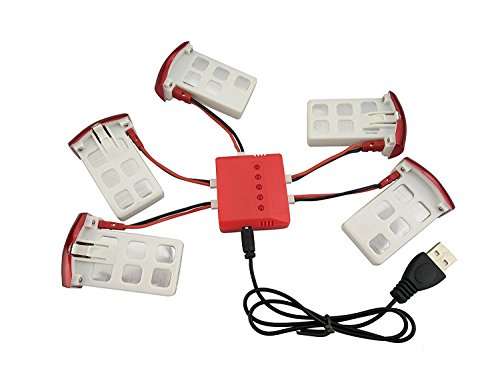 Fytoo 5 Pcs 3.7V 500Mah Battery+5 Pcs Conversion Line+ 1To5 Charger For Syma X5U X5Uc X5Uw Wifi Fpv Rc Drone Quadcopter Helicopter Spare Parts Battery #TOP4