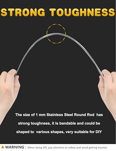 Image of 12Pcs 1 mm x 300 mm 304 Stainless Steel Rod, Metal Shaft | Stainless Steel Smooth Rods for Industry, Metal Working Hobbies and DIY Craft