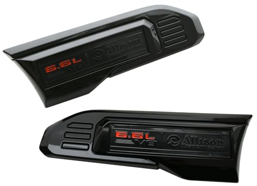 Image of Pair Vent 6.6L V8 Allison Transmission Emblems 3D Badge Replacement for Sierra 2500HD 3500HD 2024-2025 GMC 6.6L (Black)