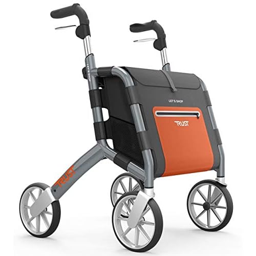 TrustCare Rollator Let's Shop Faltbarer Aluminium Rollator Gehhilfe Gehwagen Griffhöhe Von 76cm Bis 95cm Sitzhöhe 60cm Belastbar Bis 130kg