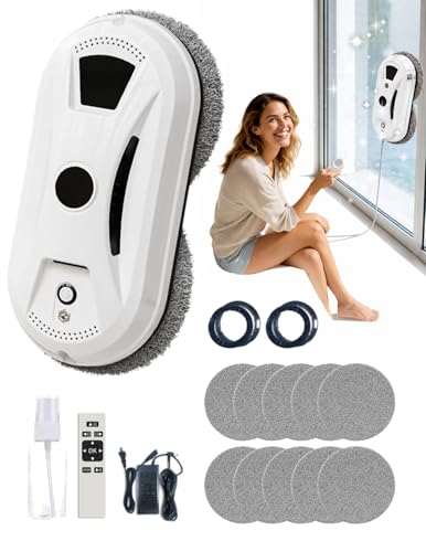 Image of Yeropr Automatic Window Cleaning Robot, Smart Glass Cleaner with 2800Pa Strong Suction, Edge Detection & Anti-Drop System, Hands-Free Remote Control for Indoor Outdoor Windows, Mirrors & High Glass