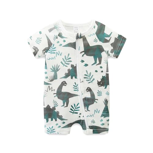 Image of Babymine Baby Boy Girl Romper Short Sleeve 100% Cotton Bodysuit Outfits 2 Way Zipper Jumpsuit