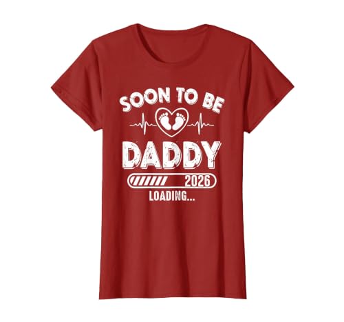 Soon to Be Daddy est. 2026 New Dad Fathers Day First Time T-Shirt, Women, Cranberry Red, Large