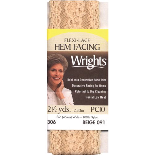 Wrights 117-306-091 Flexi Lace Hem Facing, Beige, 2.5-Yard #TOP21