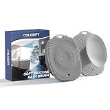 COLGEIFY, Shower Bath Brush, Large Size of Soft Bristles for Men & Women After Gym, Exfoliating and Deep Clean, Back Suction Cup Easy to Store and Dry (Gray)