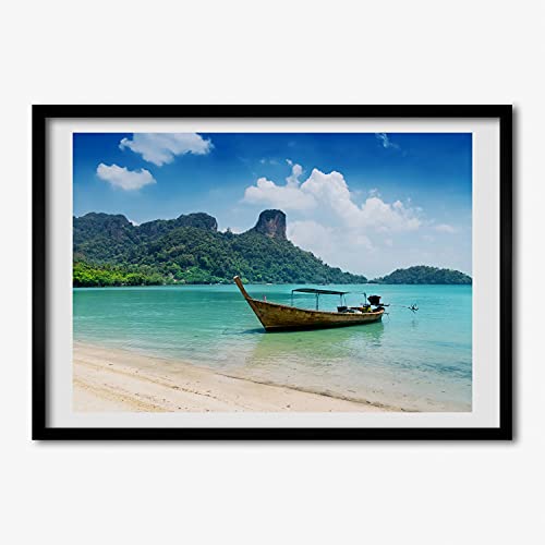 Peinture photo bateau Tulup sous cadre en bois moderne de qualité supérieure 70x50