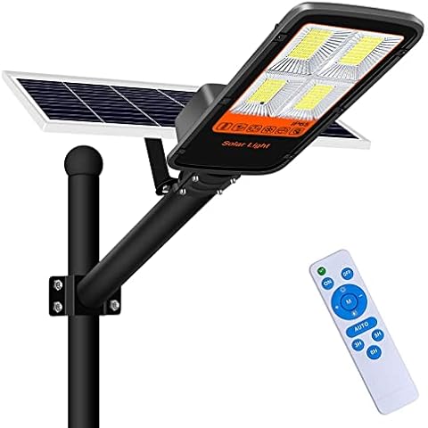 Farola Solar LED Kingwen 400W con Sensor Crepuscular y Mando a Distancia Cover